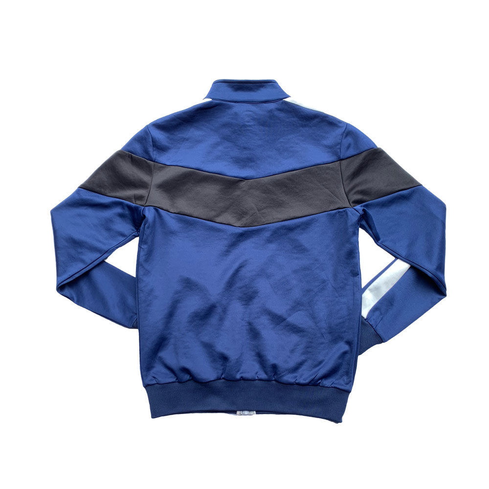 Oy Brand sports life track jacket. Blue, white, and black.